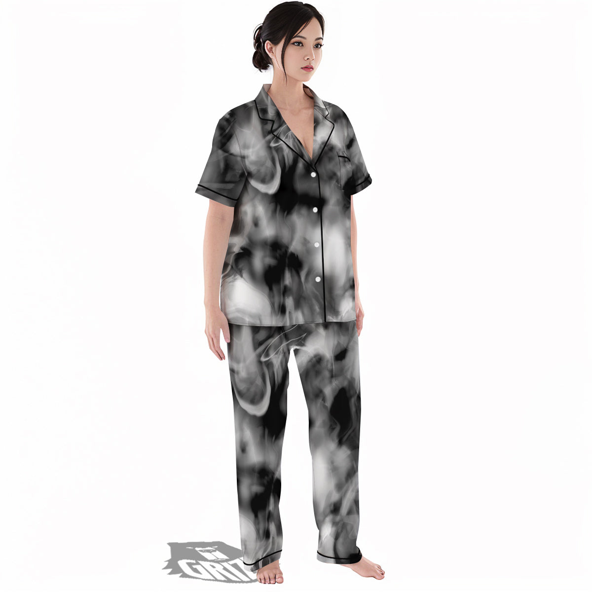 Abstract Psychedelic Liquid Smoke Print Women's Pajamas Set-grizzshop