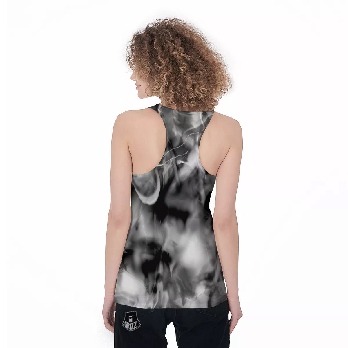 Abstract Psychedelic Liquid Smoke Print Women's Racerback Tank Top-grizzshop