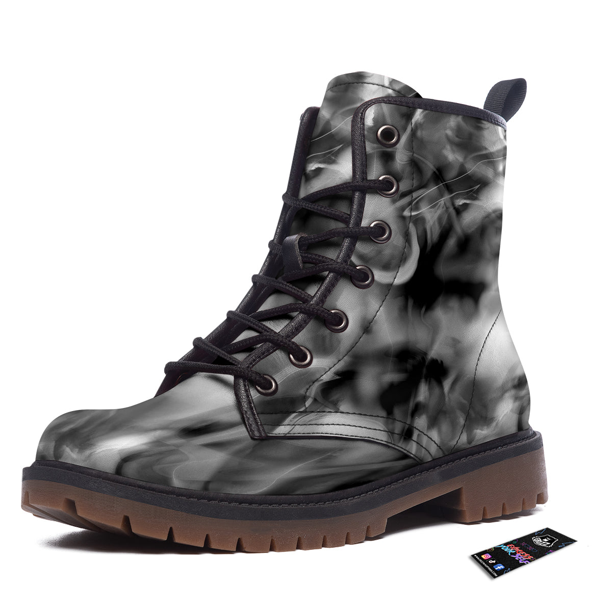 Abstract Psychedelic Liquid Smoke Print Work Boots-grizzshop