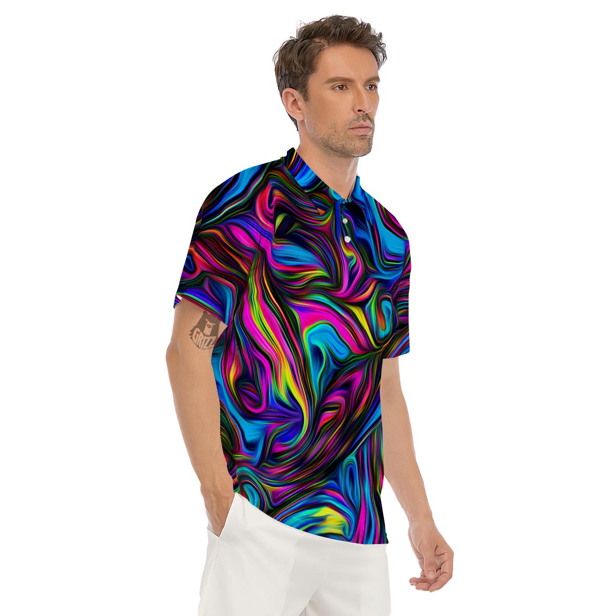 Abstract Psychedelic Men's Golf Shirts-grizzshop
