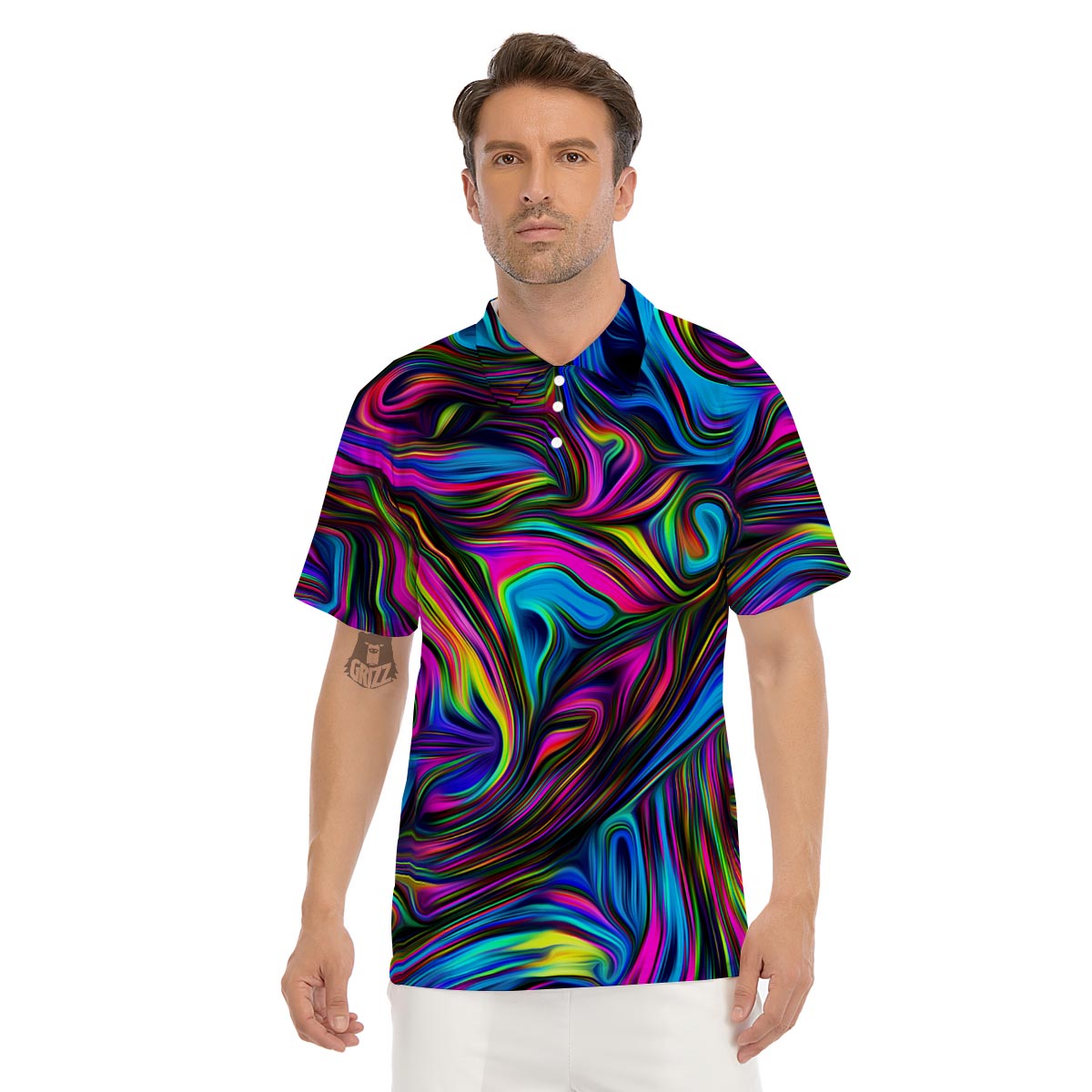Abstract Psychedelic Men's Golf Shirts-grizzshop