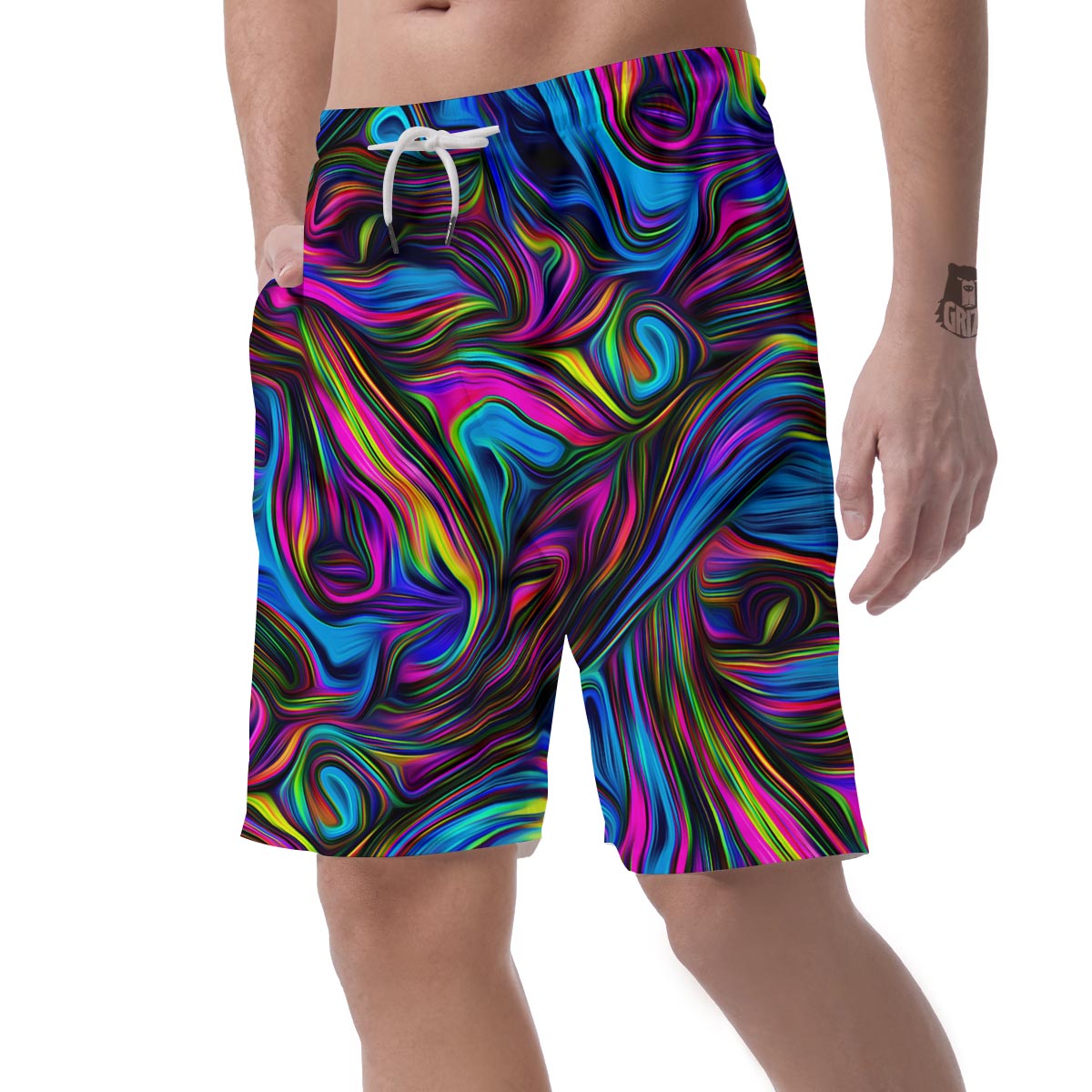 Abstract Psychedelic Men's Shorts-grizzshop