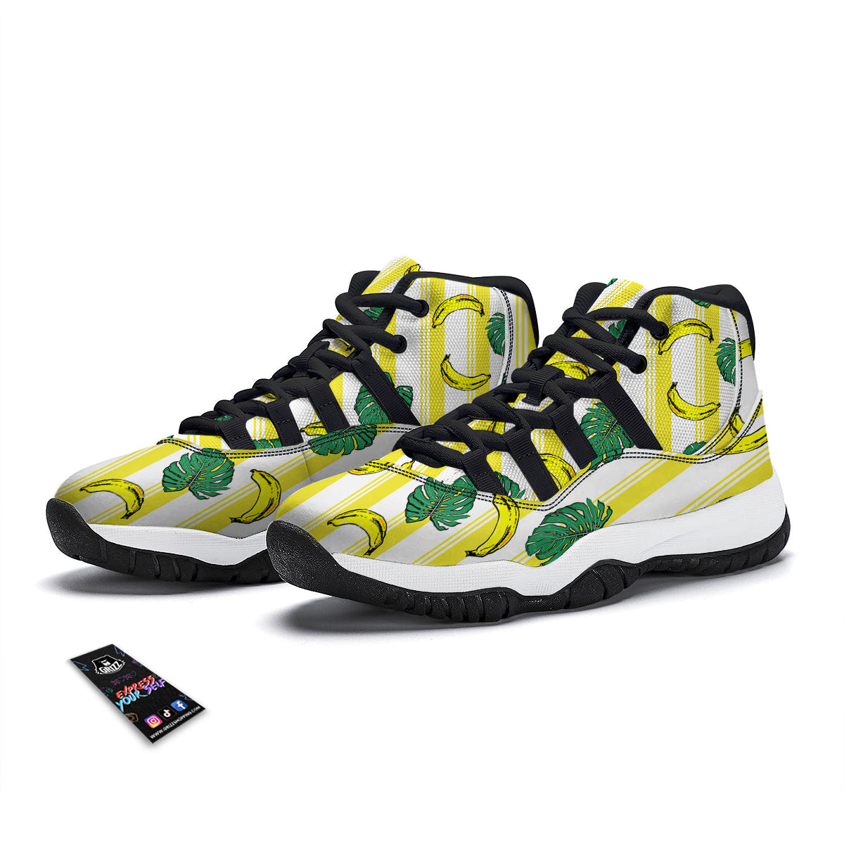 Abstract Psychedelic Rainbow Acid Print Black Bball Shoes-grizzshop