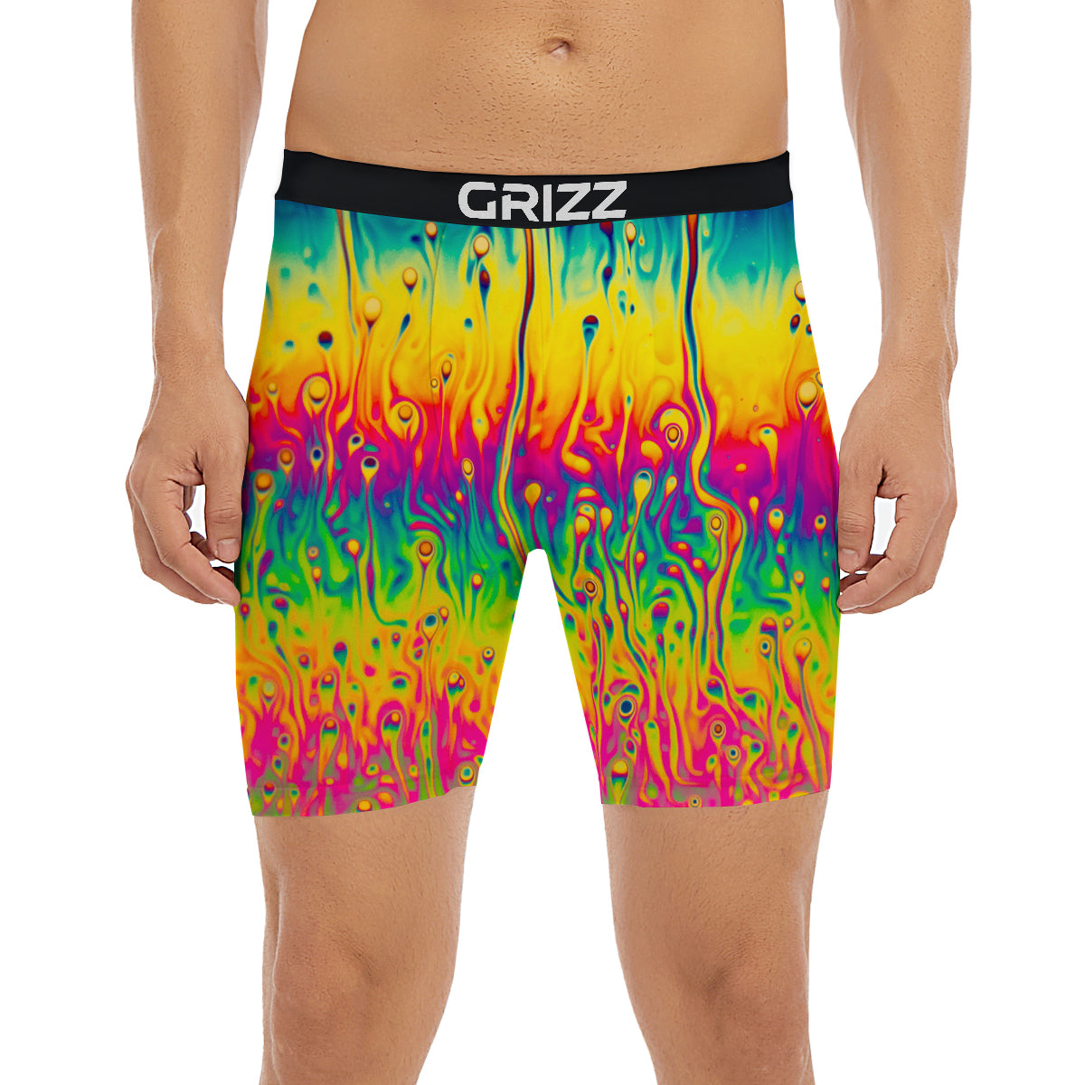 Abstract Psychedelic Rainbow Acid Print Boxer Briefs-grizzshop