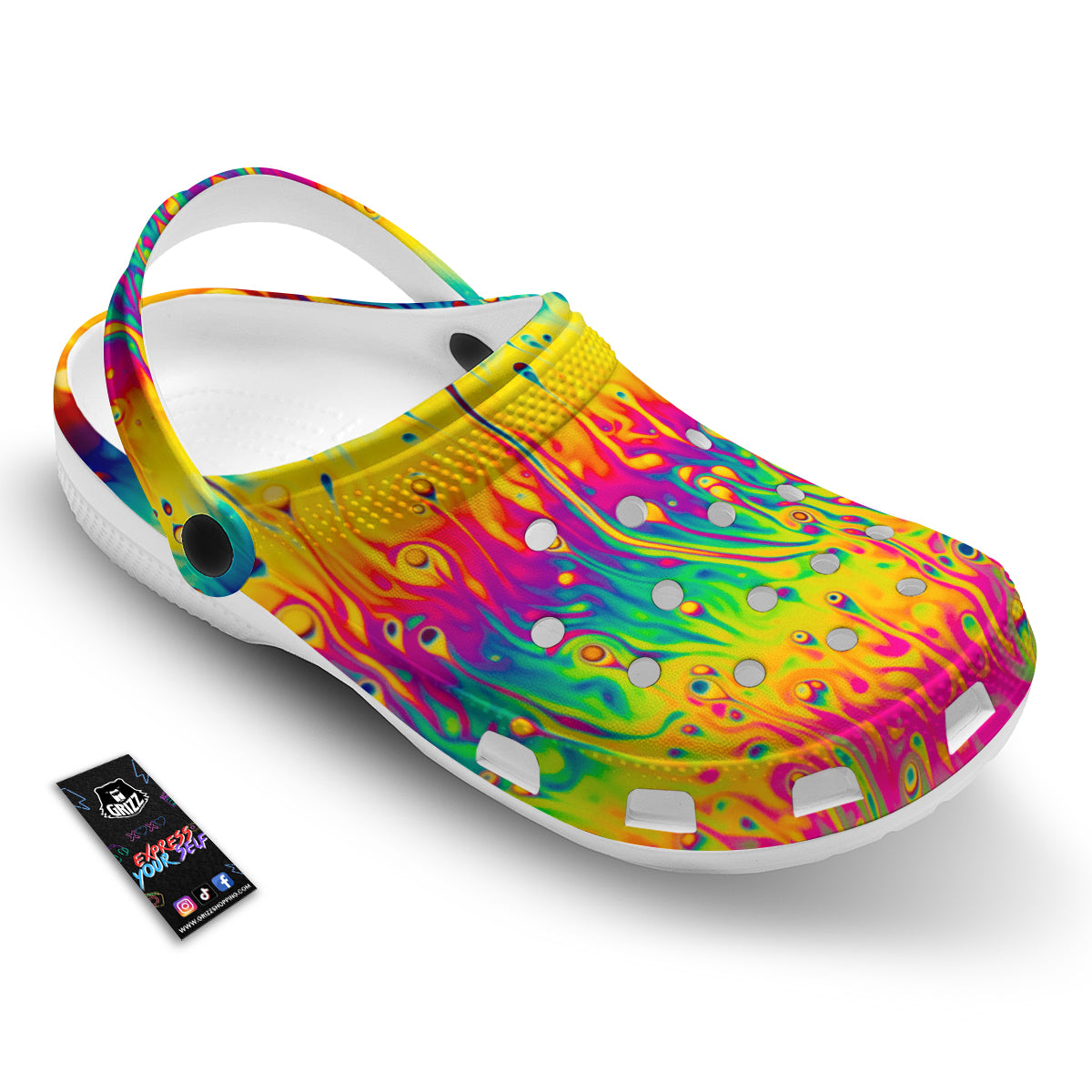 Abstract Psychedelic Rainbow Acid Print Clog-grizzshop