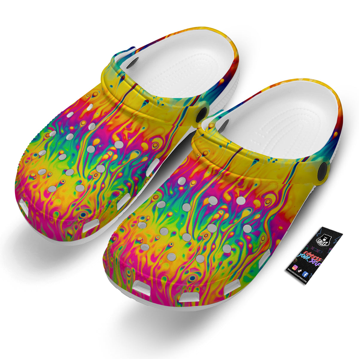 Abstract Psychedelic Rainbow Acid Print Clog-grizzshop