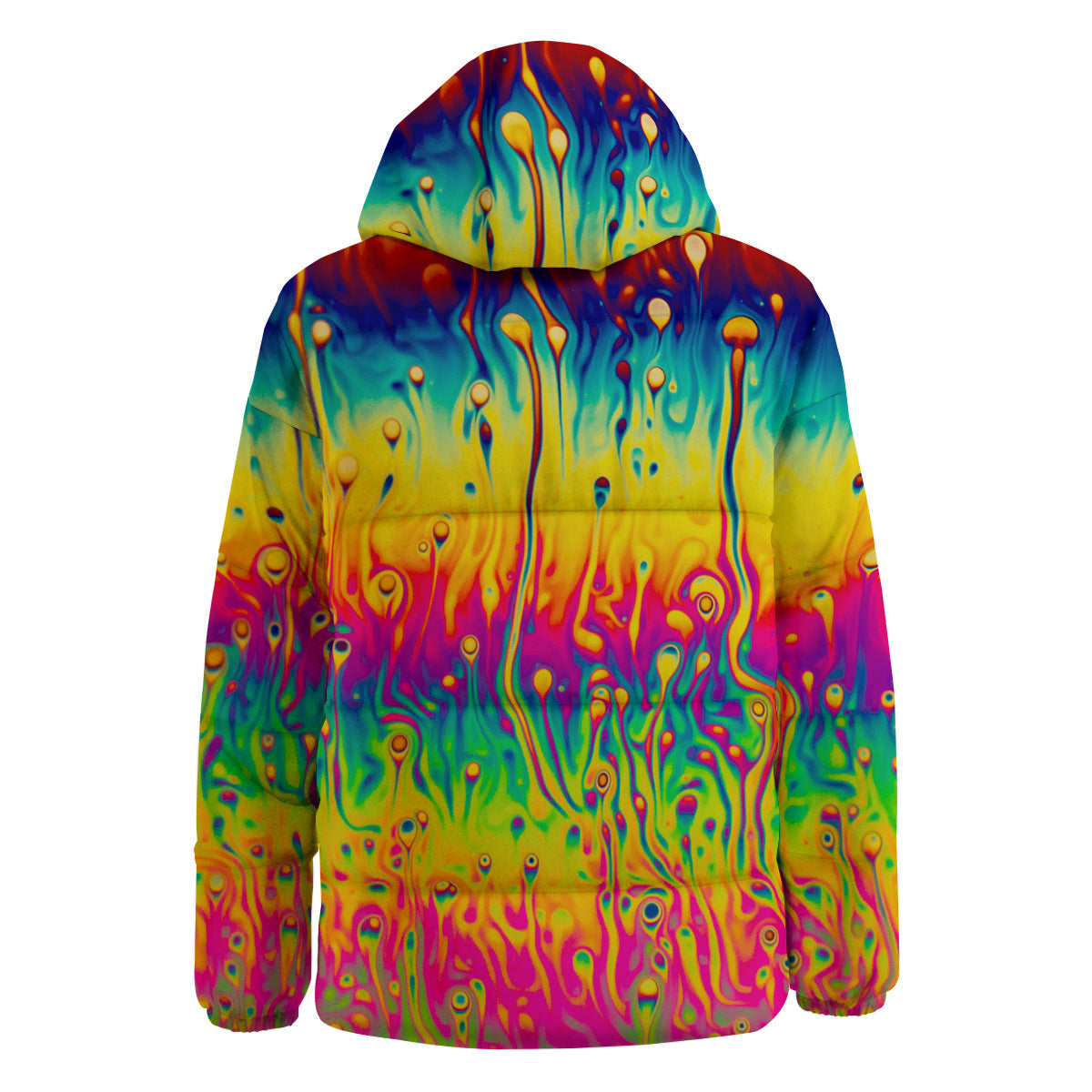Abstract Psychedelic Rainbow Acid Print Down Jacket-grizzshop