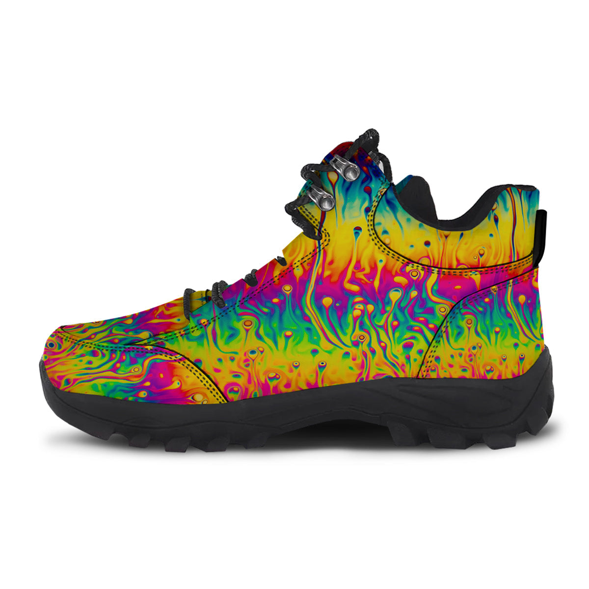 Abstract Psychedelic Rainbow Acid Print Hiking Shoes-grizzshop