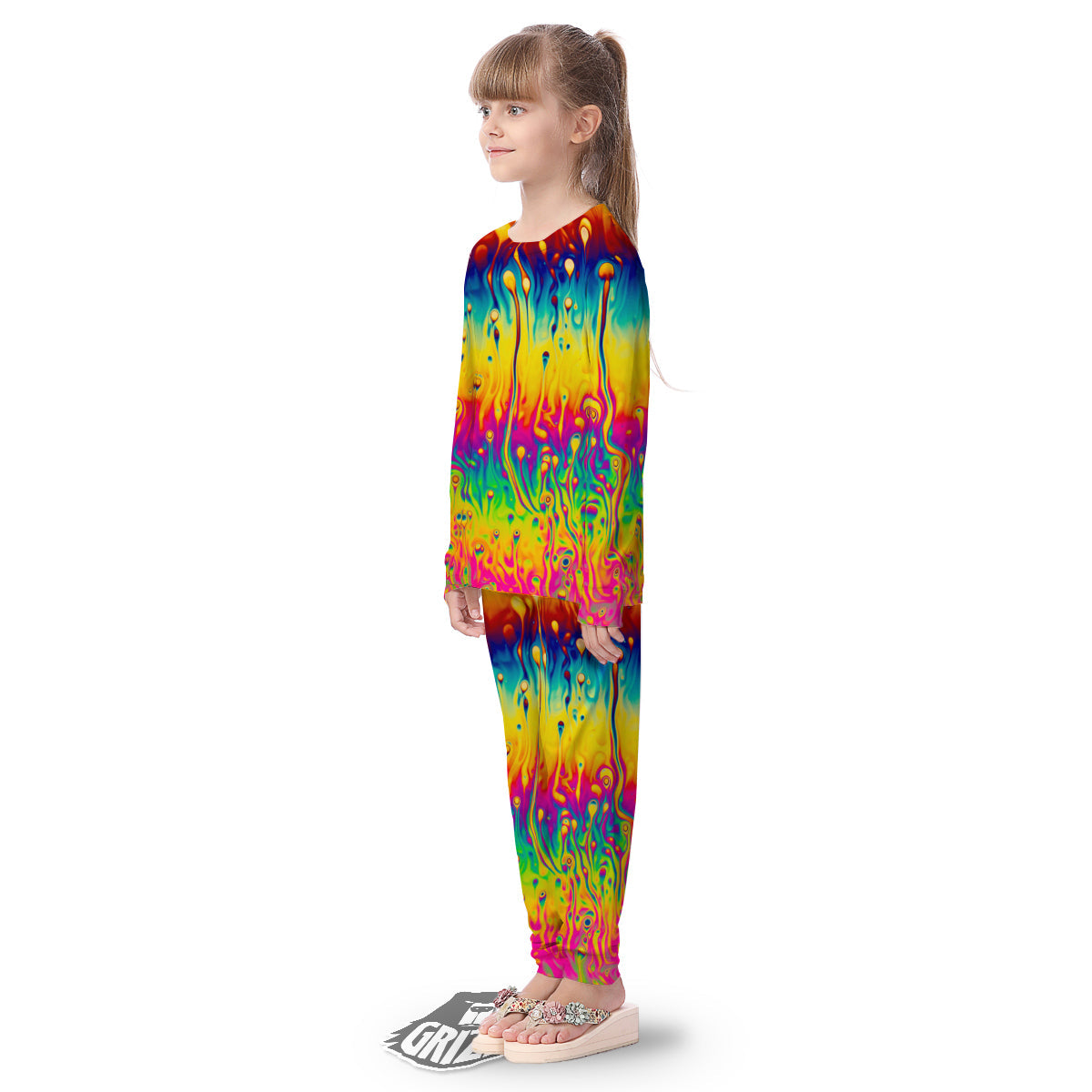Abstract Psychedelic Rainbow Acid Print Kid's Pajamas-grizzshop