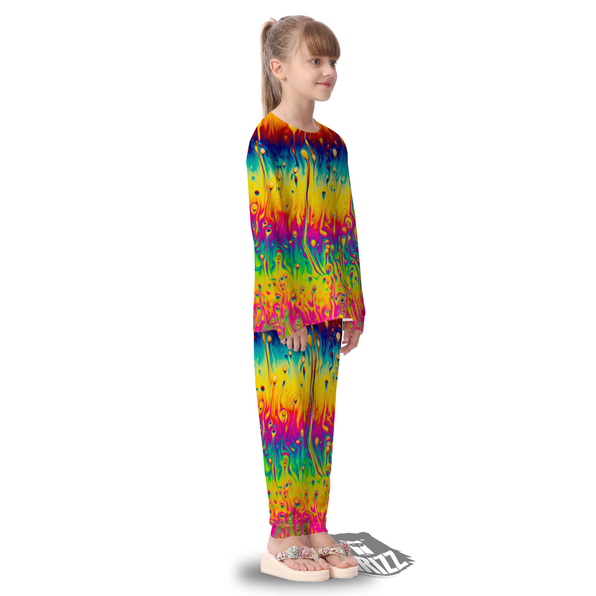 Abstract Psychedelic Rainbow Acid Print Kid's Pajamas-grizzshop