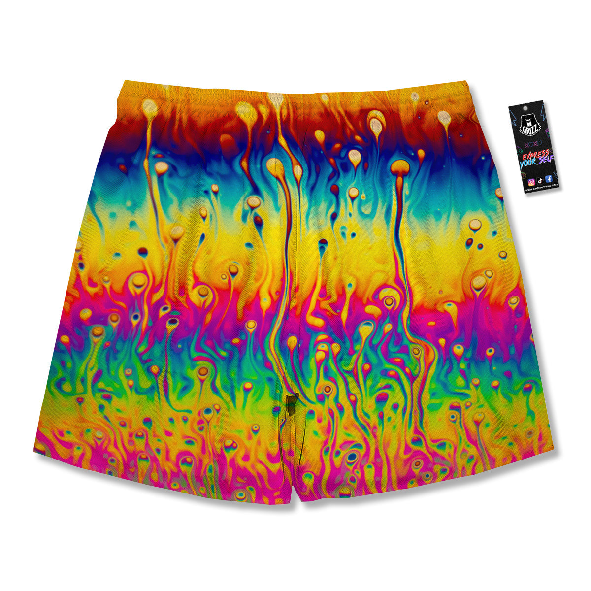 Abstract Psychedelic Rainbow Acid Print Men's Running Shorts-grizzshop