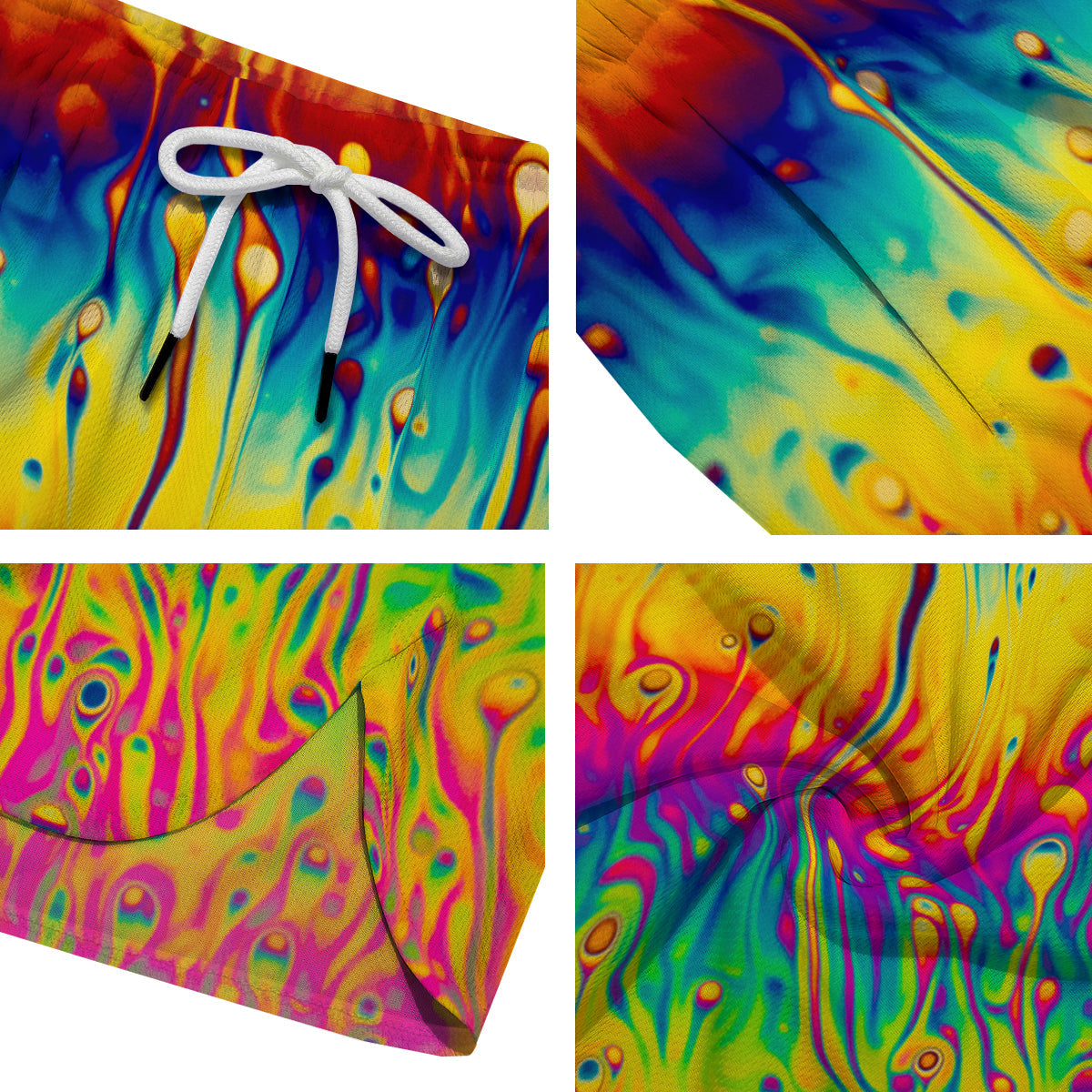 Abstract Psychedelic Rainbow Acid Print Men's Running Shorts-grizzshop