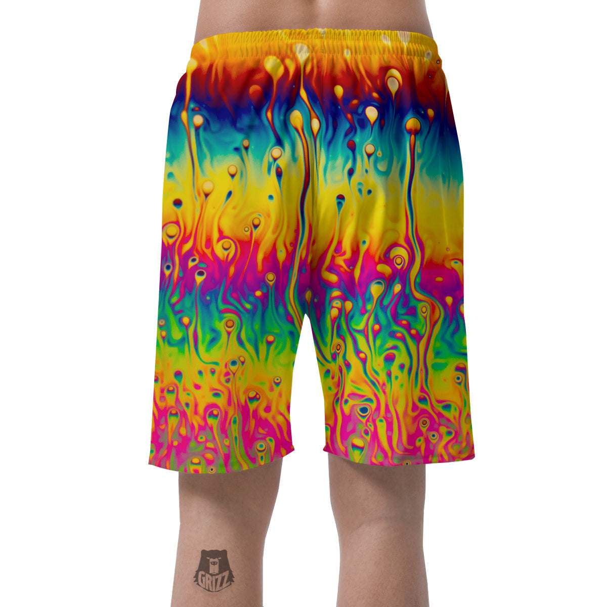 Abstract Psychedelic Rainbow Acid Print Men's Shorts-grizzshop