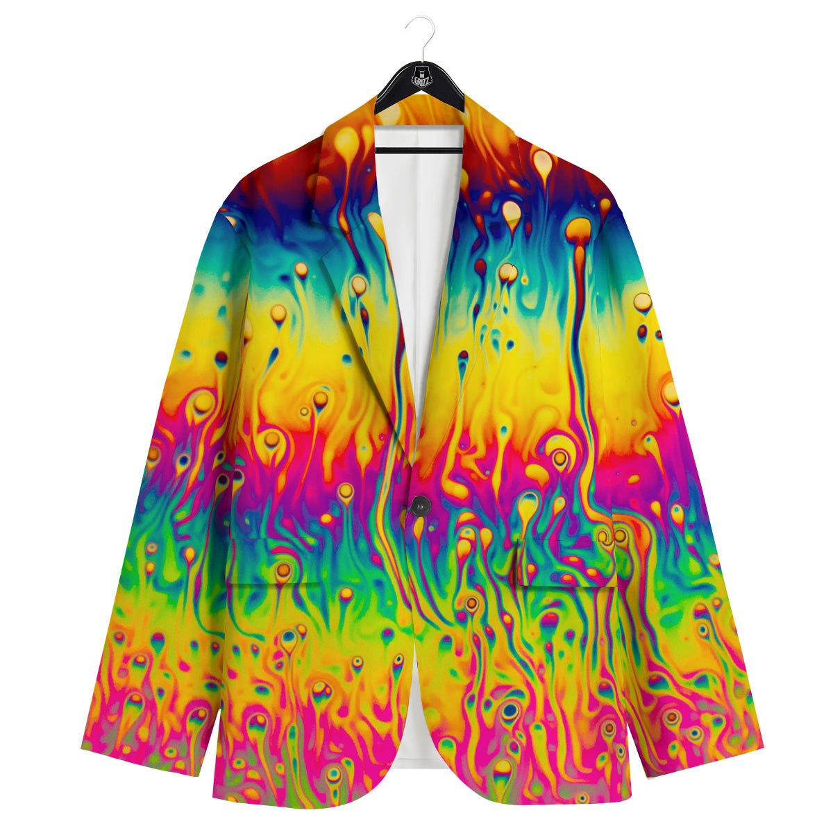 Abstract Psychedelic Rainbow Acid Print Men's Sport Coat-grizzshop