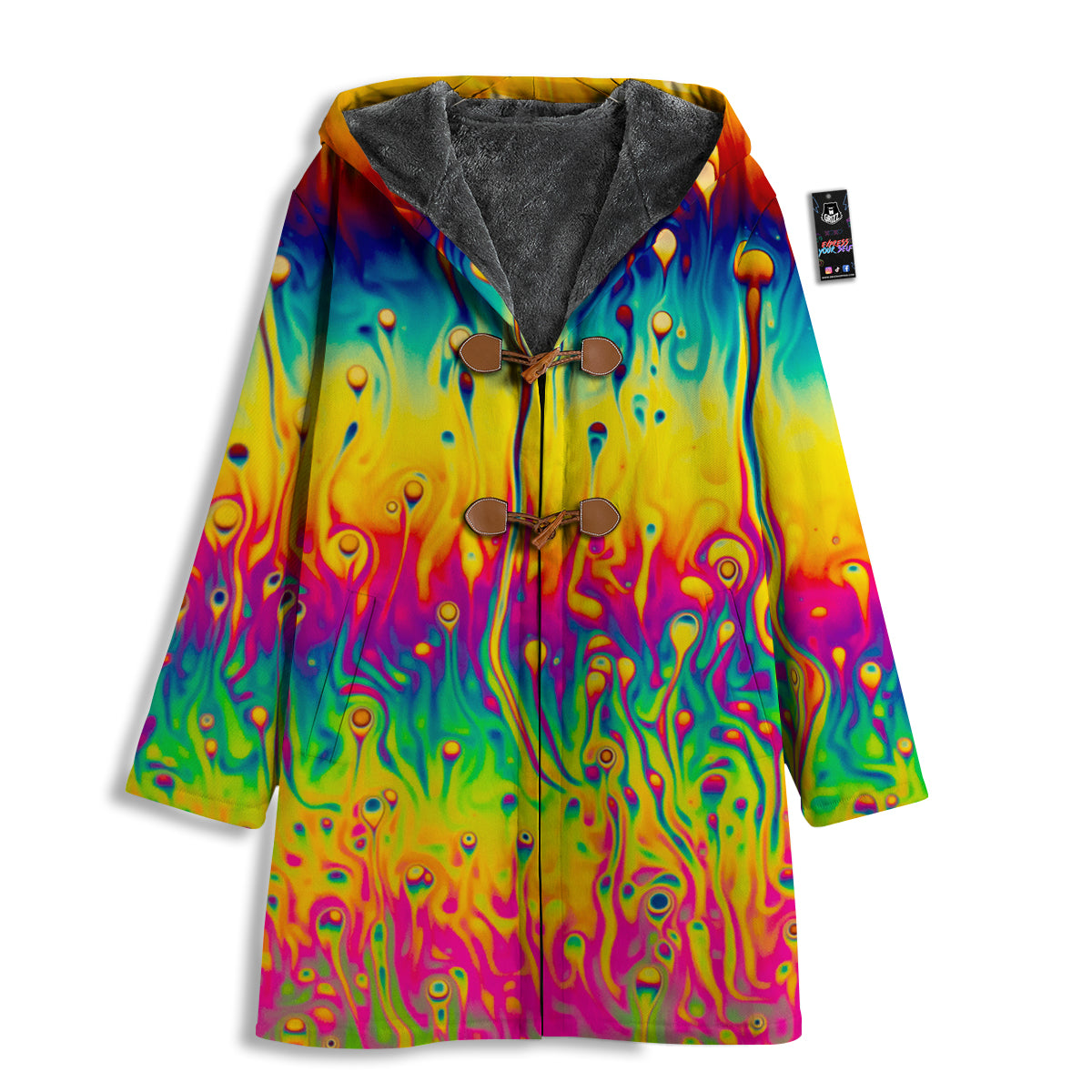 Abstract Psychedelic Rainbow Acid Print Men's Windbreaker Jacket-grizzshop