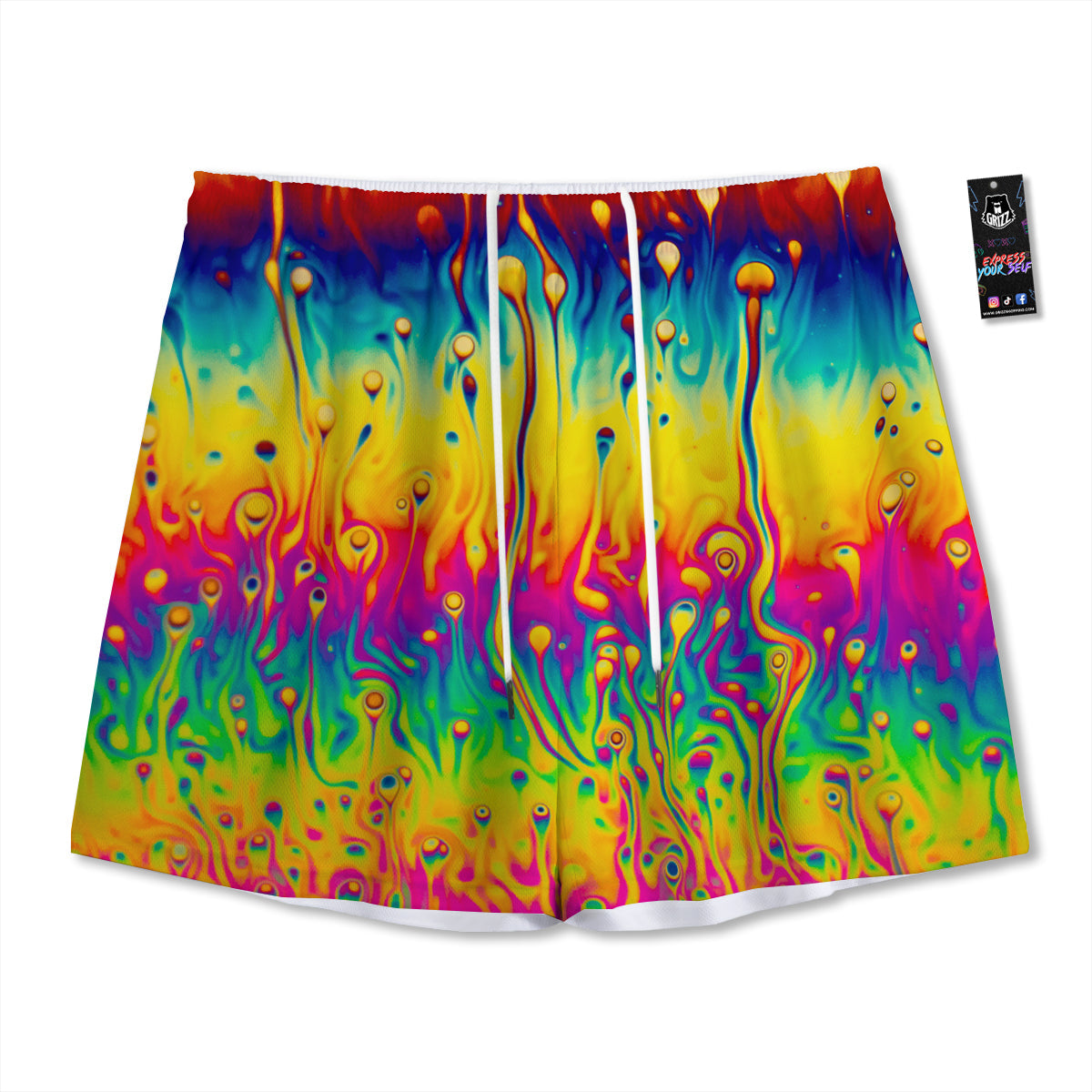 Baby Bear Cartoon Cute Print Pattern Mesh Shorts