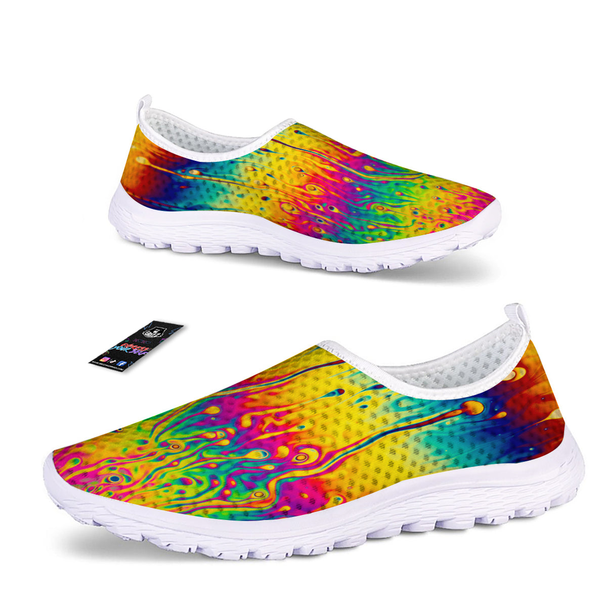 Abstract Psychedelic Rainbow Acid Print Nurse Shoes-grizzshop
