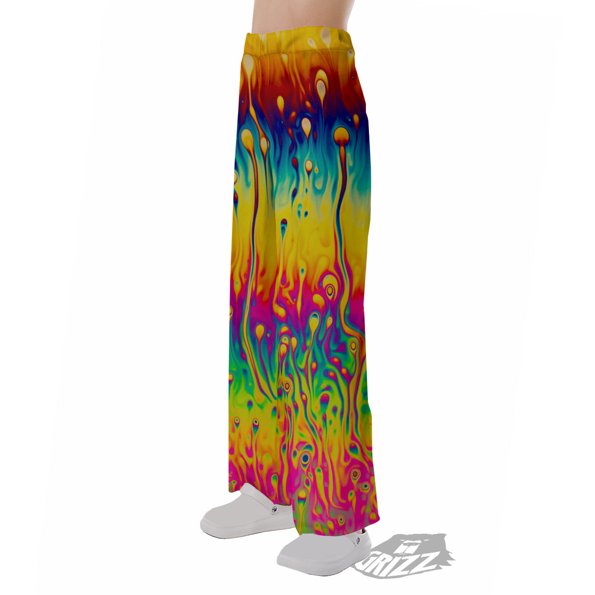 Abstract Psychedelic Rainbow Acid Print Pajama Pants-grizzshop
