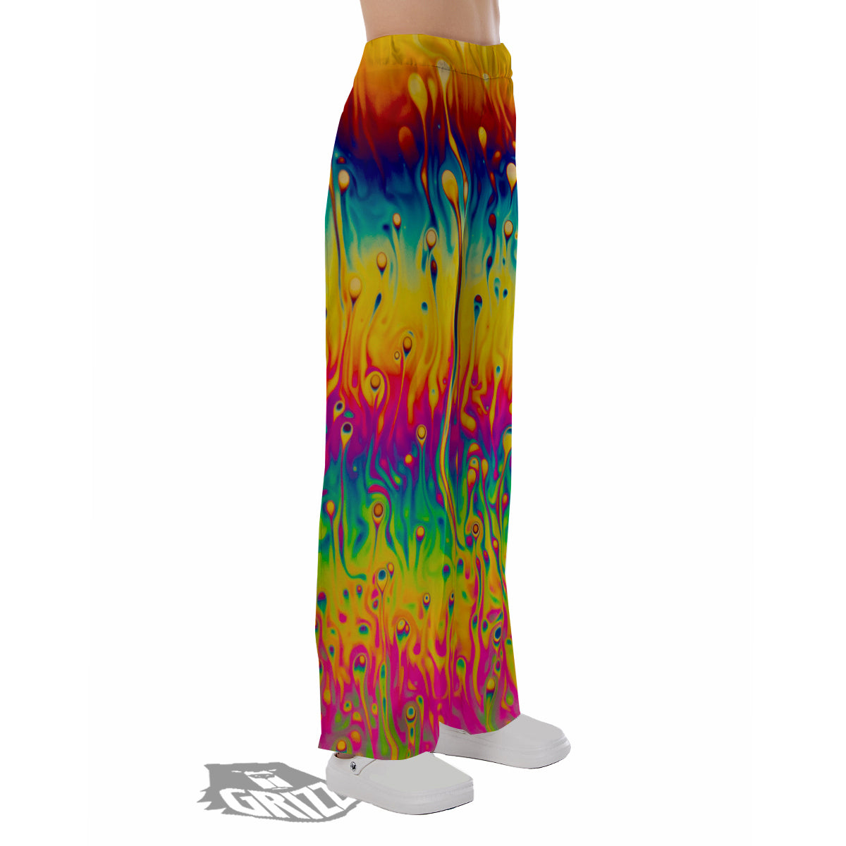 Abstract Psychedelic Rainbow Acid Print Pajama Pants-grizzshop
