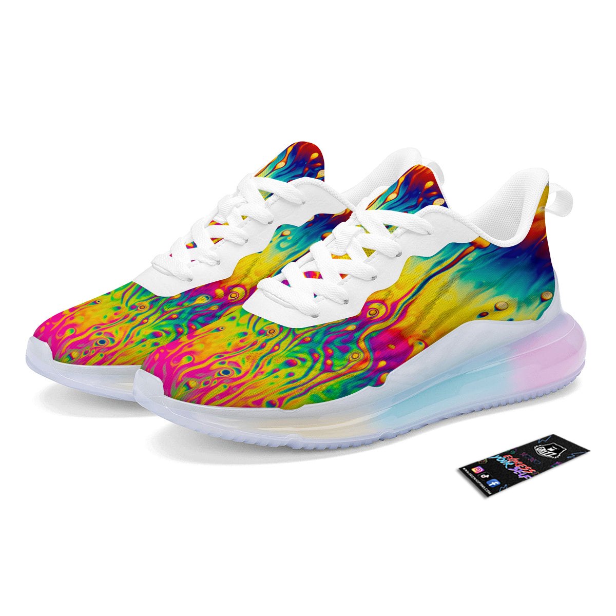 Abstract Psychedelic Rainbow Acid Print Running Sneakers-grizzshop
