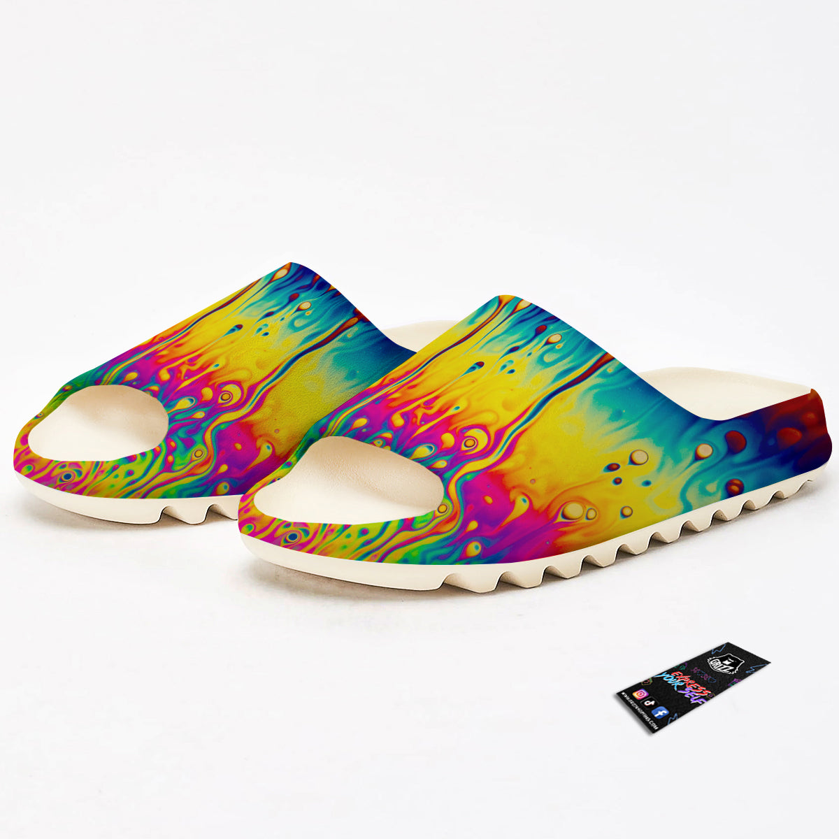 Abstract Psychedelic Rainbow Acid Print Sandals-grizzshop