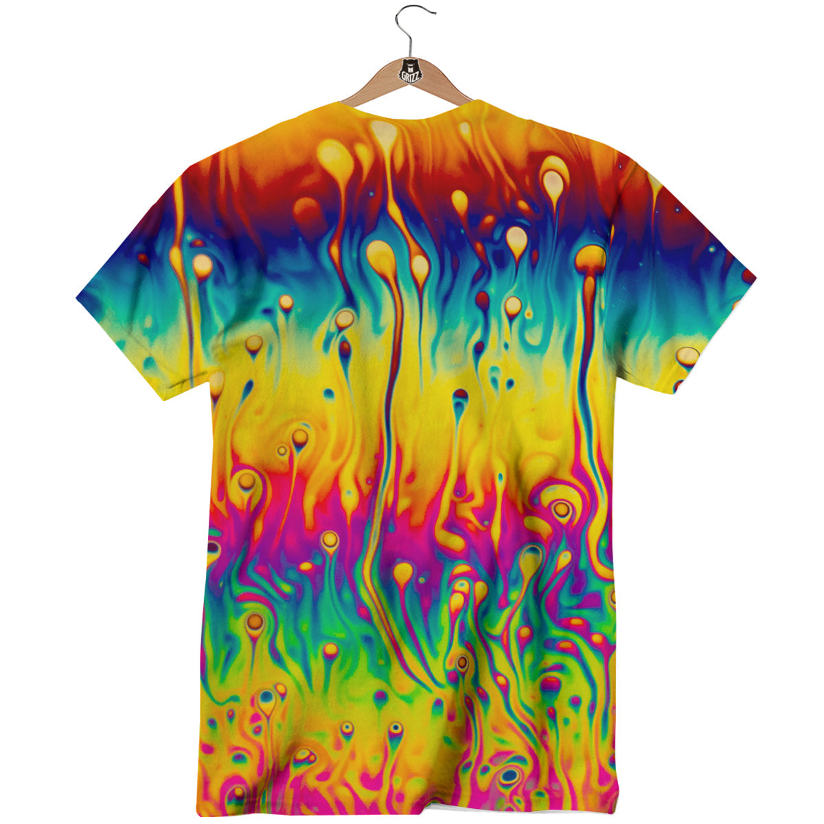 Abstract Psychedelic Rainbow Acid Print T-Shirt-grizzshop