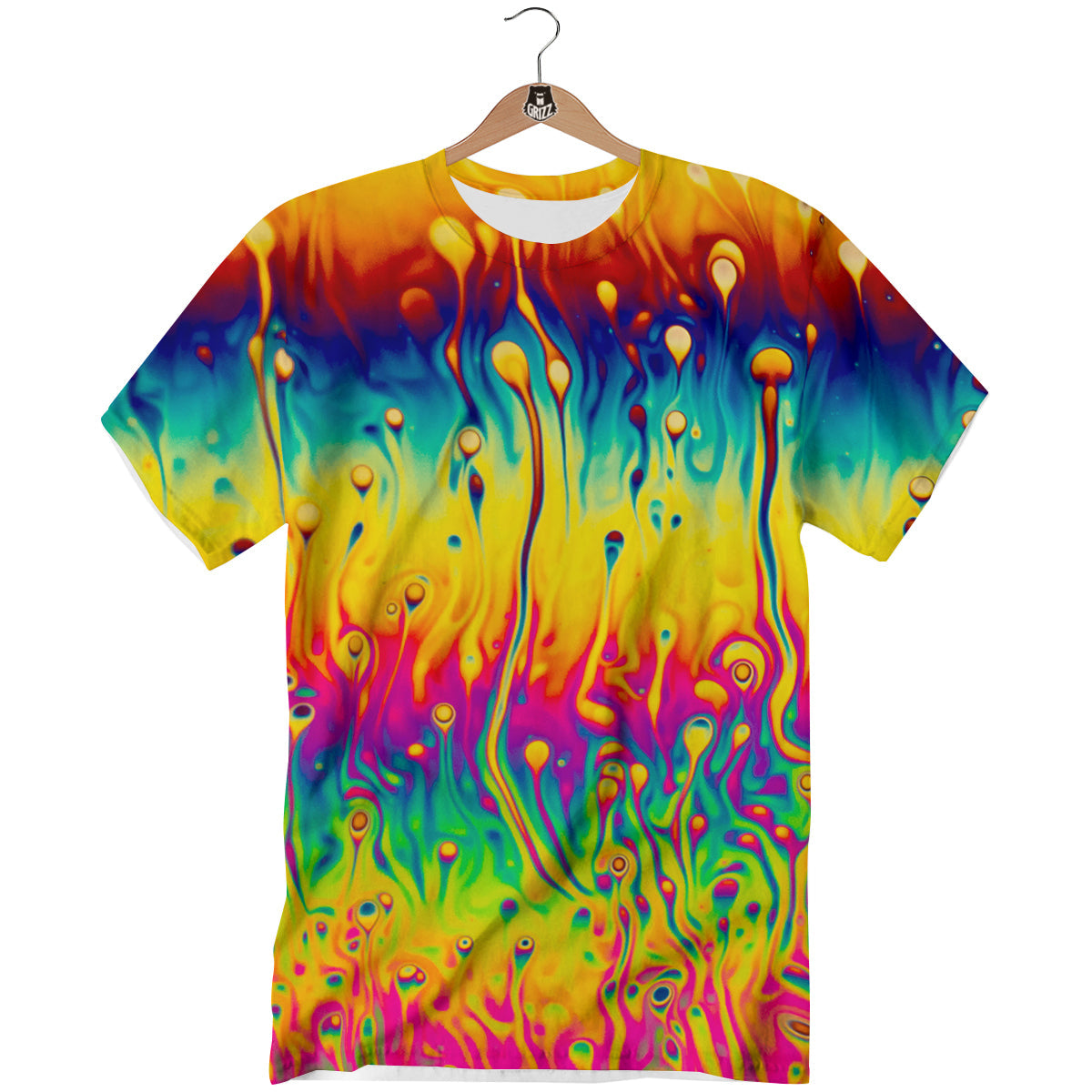 Abstract Psychedelic Rainbow Acid Print T-Shirt-grizzshop