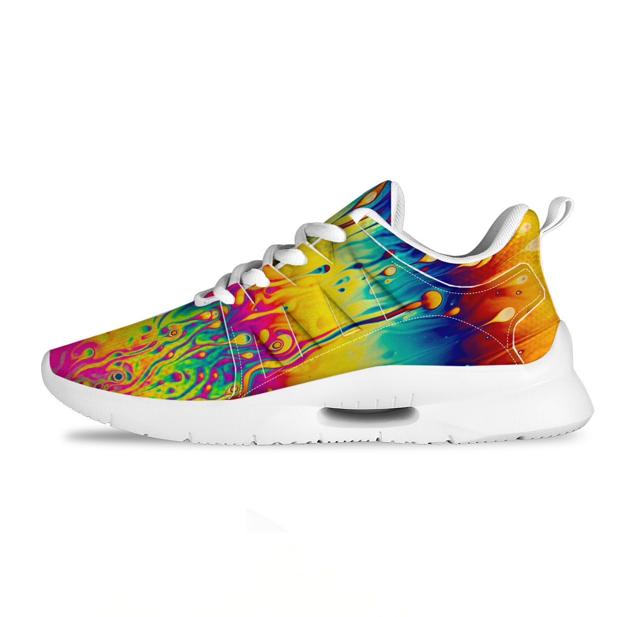Abstract Psychedelic Rainbow Acid Print Tennis Shoes-grizzshop