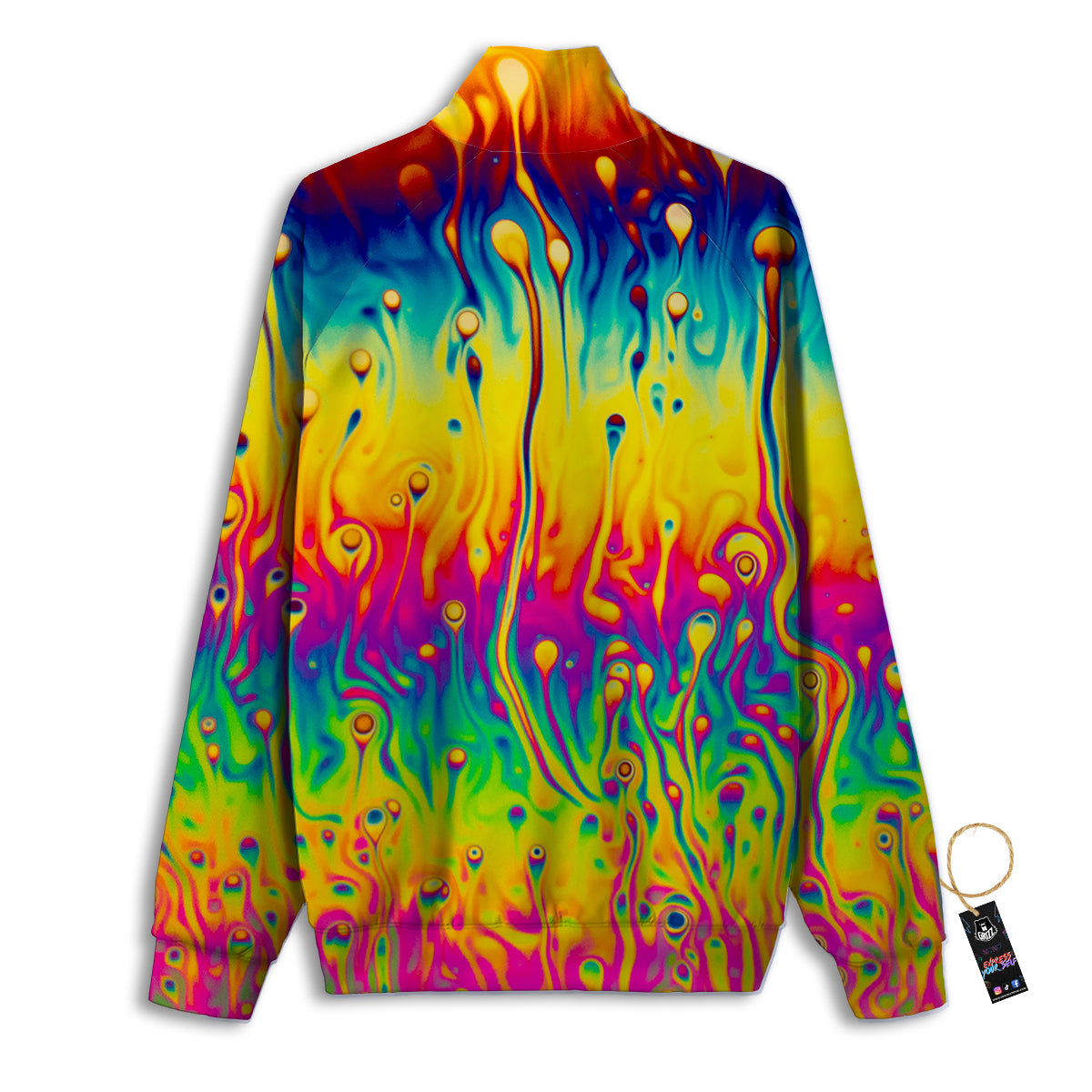 Abstract Psychedelic Rainbow Acid Print Track Jacket-grizzshop