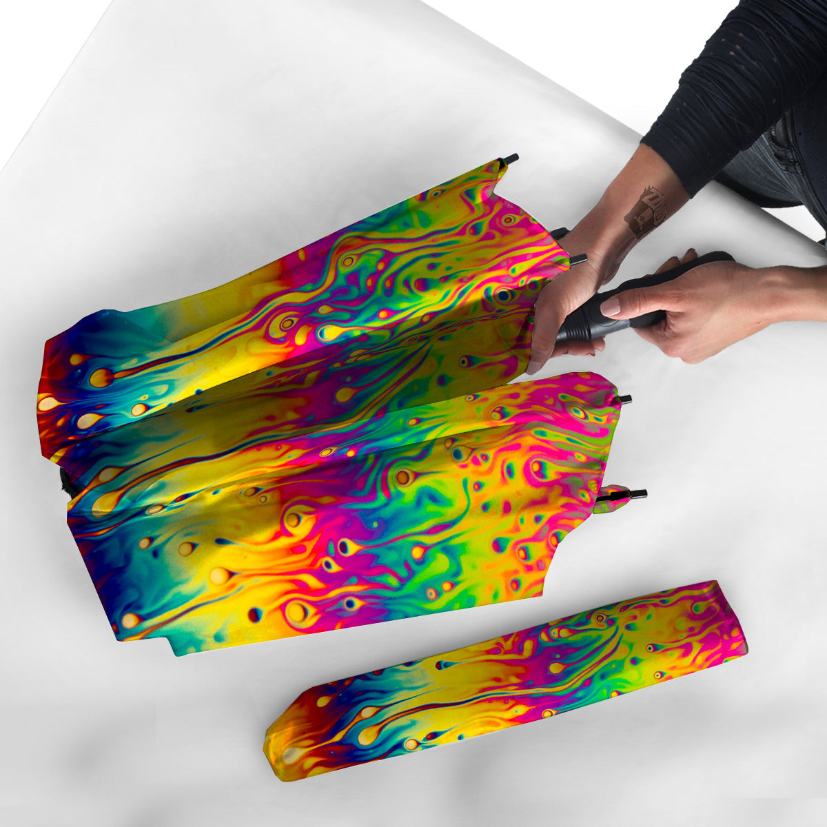 Abstract Psychedelic Rainbow Acid Print Umbrella-grizzshop