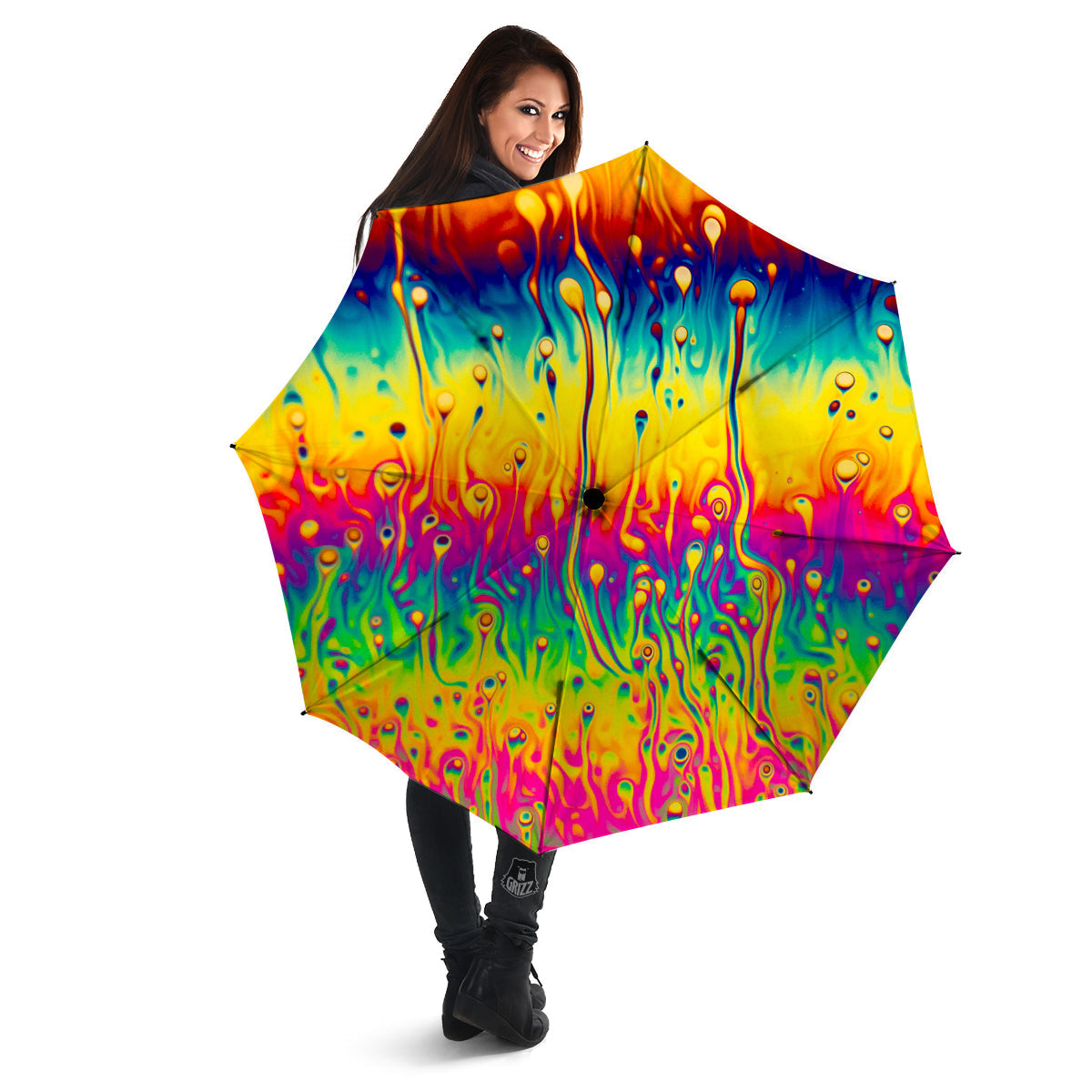 Abstract Psychedelic Rainbow Acid Print Umbrella-grizzshop
