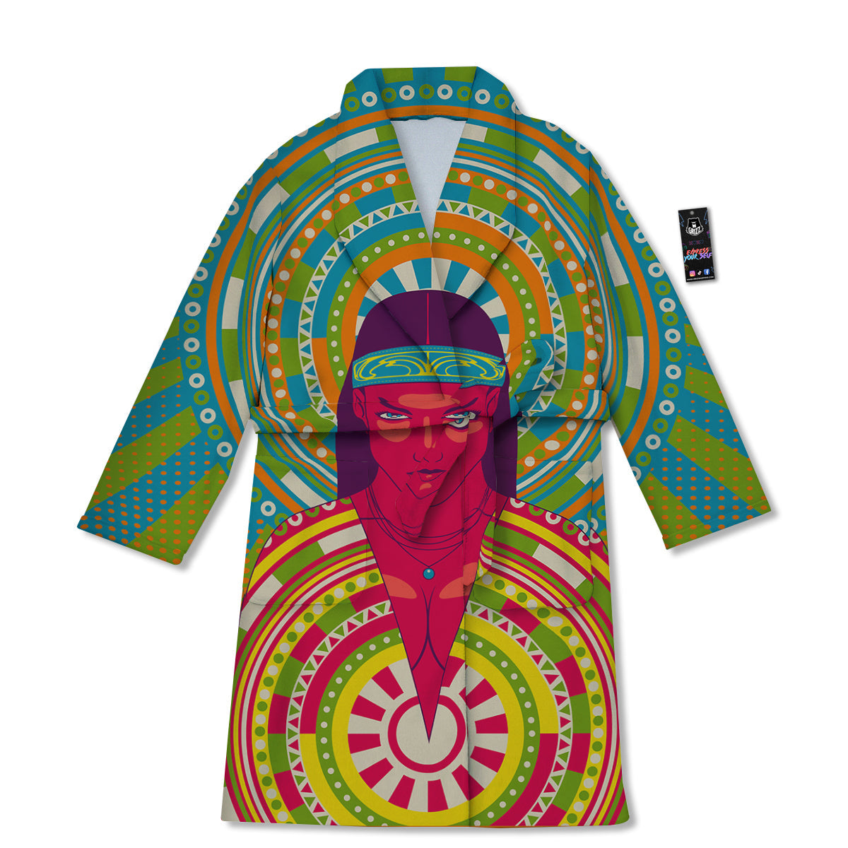 Abstract Psychedelic Women Print Bathrobe-grizzshop
