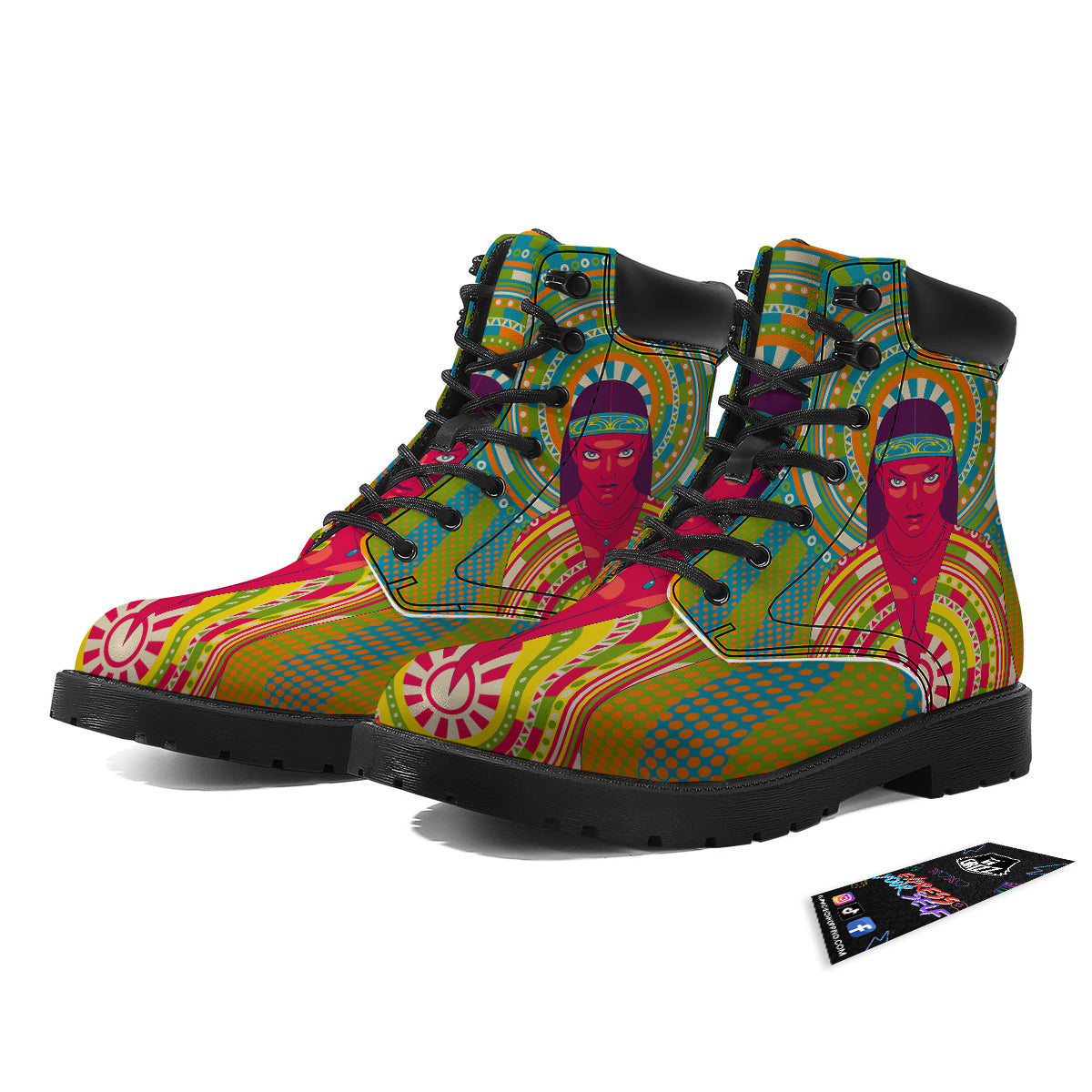 Abstract Psychedelic Women Print Boots-grizzshop