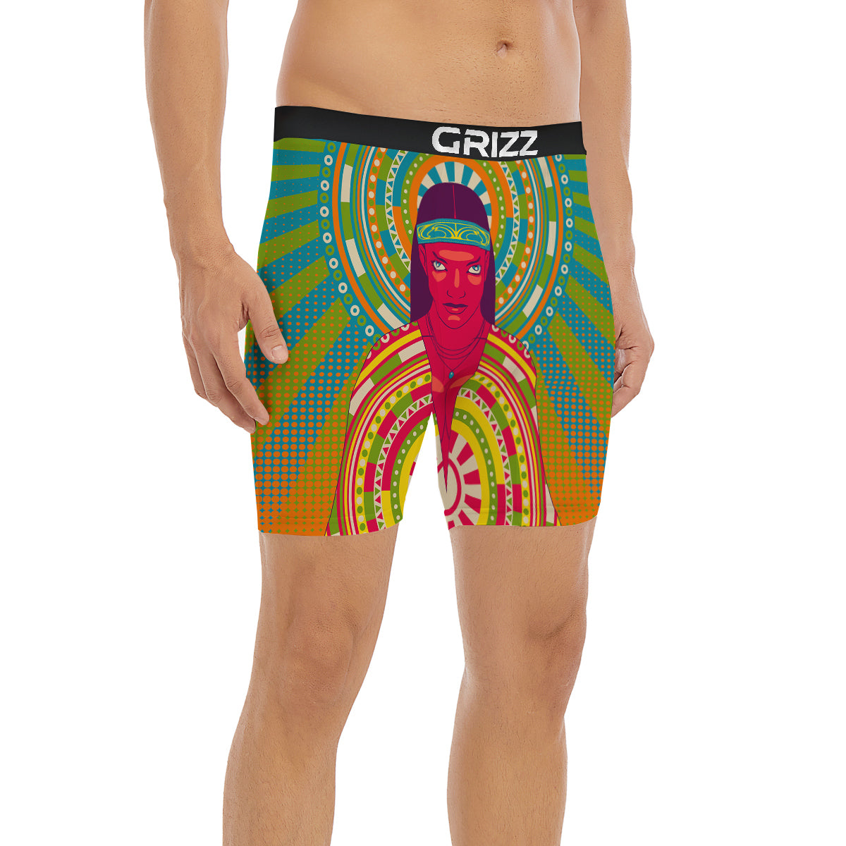 Abstract Psychedelic Women Print Boxer Briefs-grizzshop