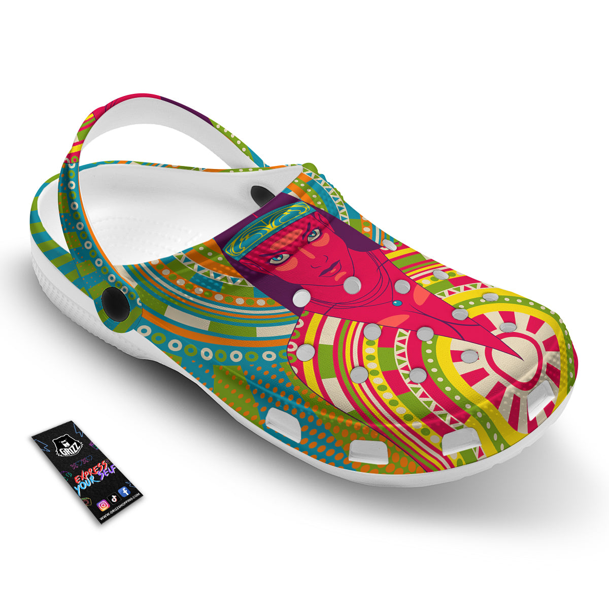 Abstract Psychedelic Women Print Clog-grizzshop