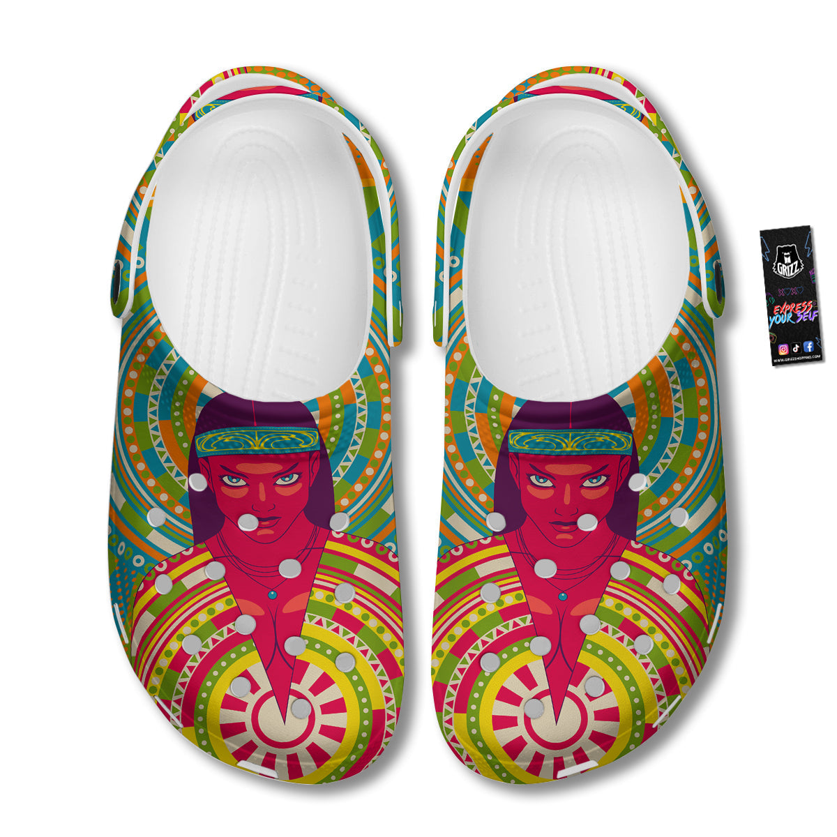 Abstract Psychedelic Women Print Clog-grizzshop