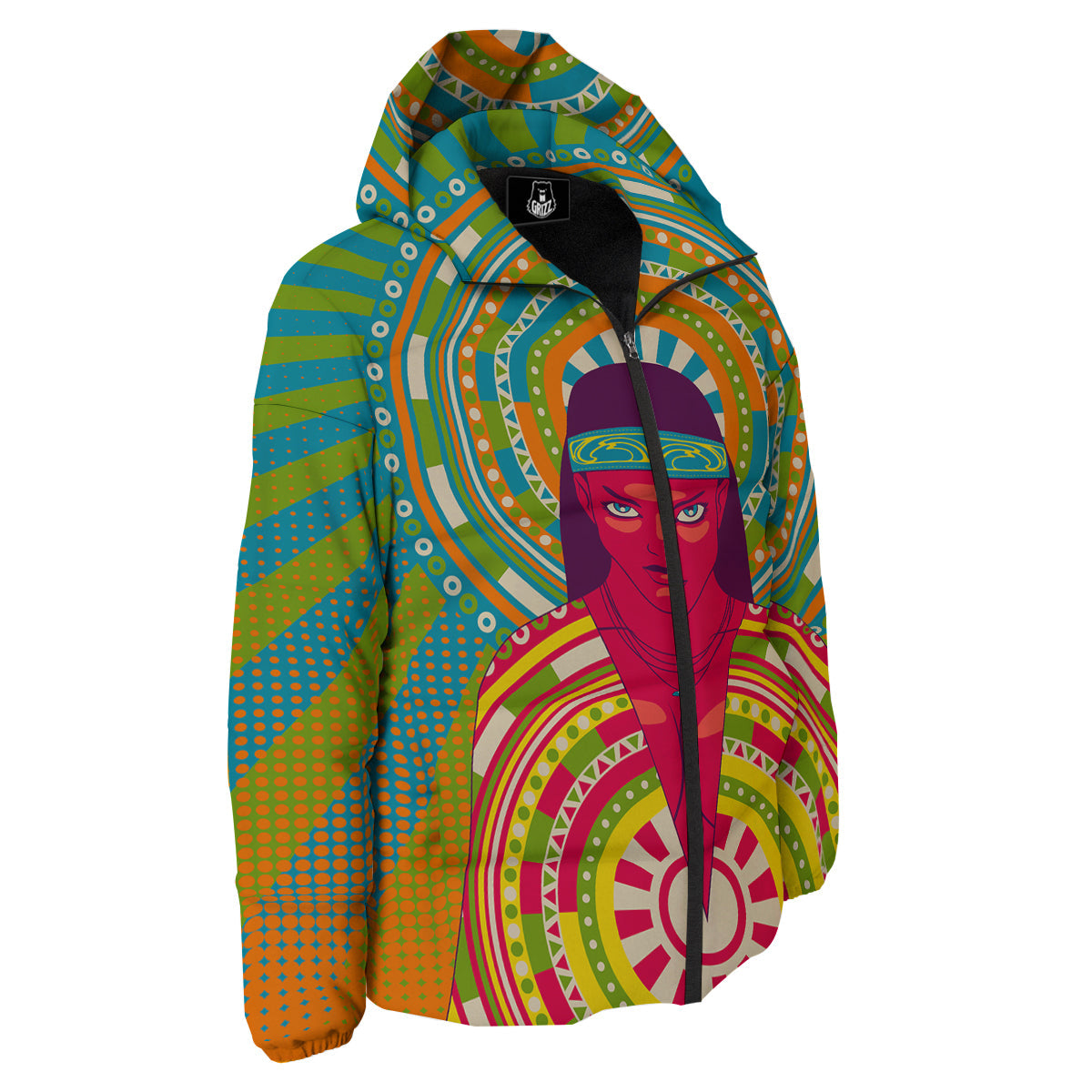 Abstract Psychedelic Women Print Down Jacket-grizzshop