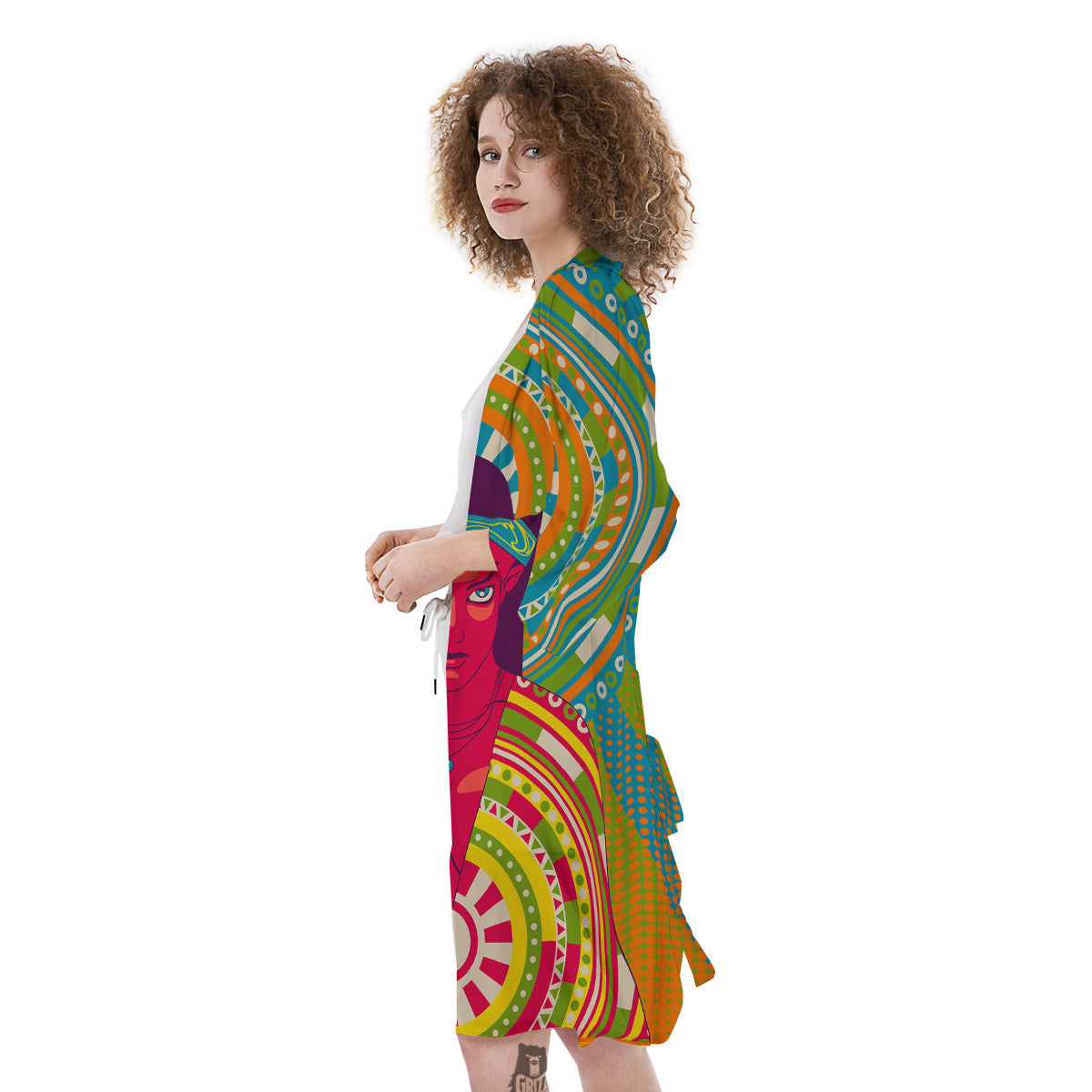 Abstract Psychedelic Women Print Kimono-grizzshop