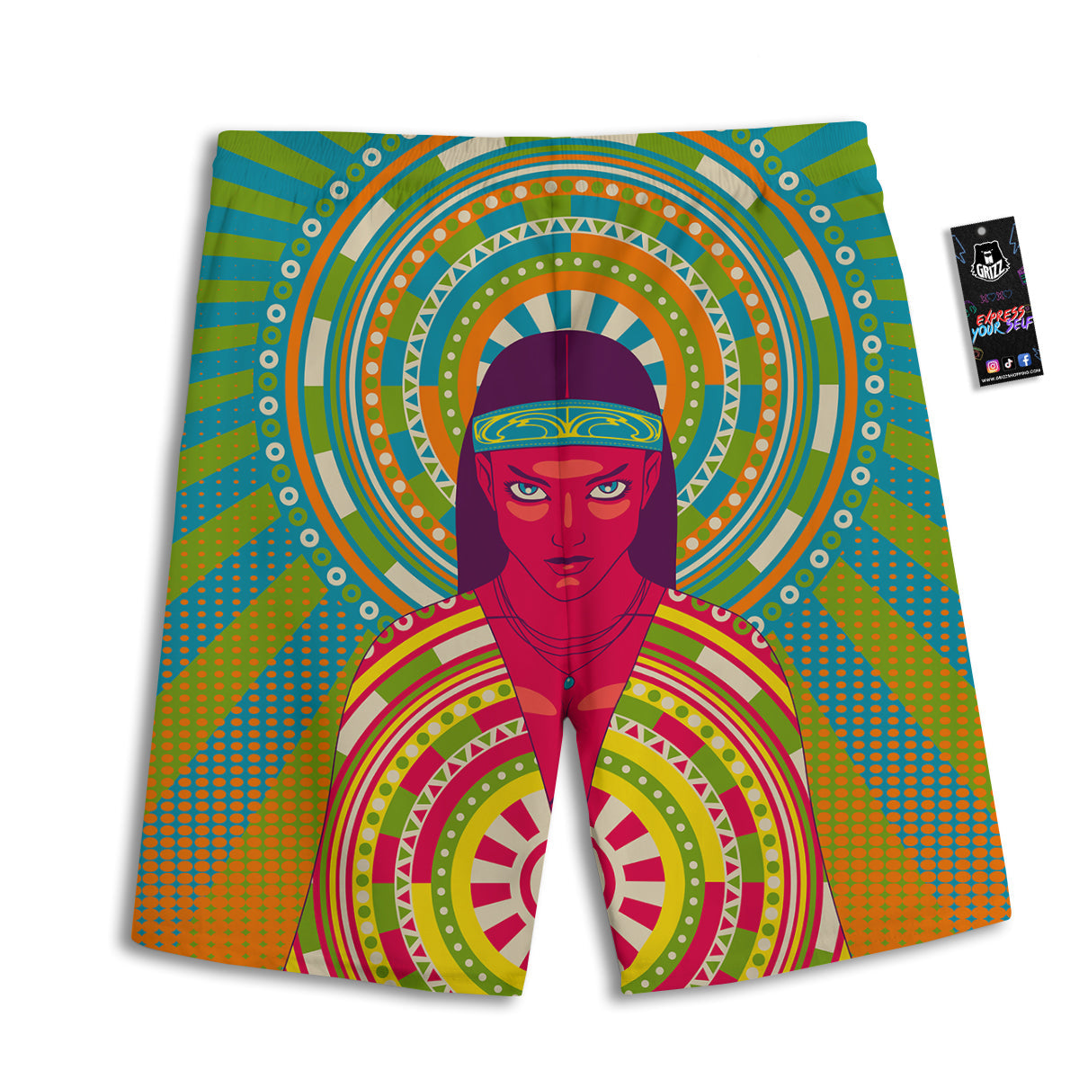 Abstract Psychedelic Women Print Men's Athletic Shorts