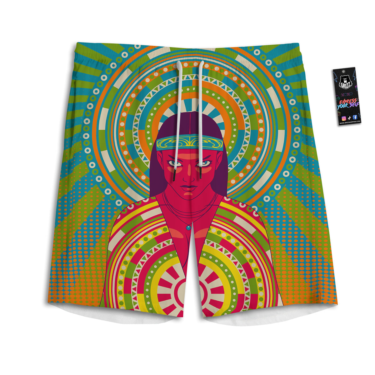 Abstract Psychedelic Women Print Men's Athletic Shorts