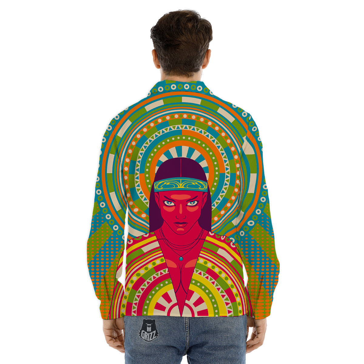 Abstract Psychedelic Women Print Men's Dress Shirts-grizzshop