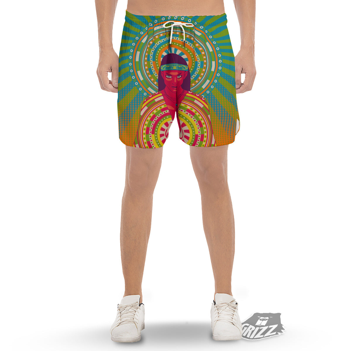 Abstract Psychedelic Women Print Men's Gym Shorts-grizzshop