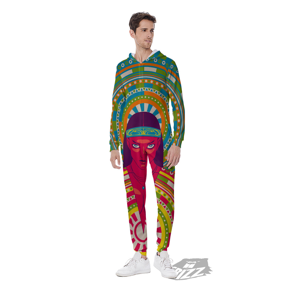 Abstract Psychedelic Women Print Men's Jumpsuit-grizzshop
