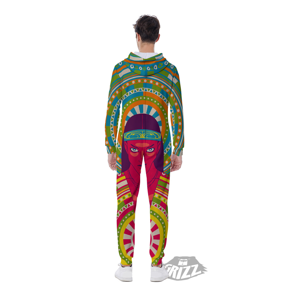 Abstract Psychedelic Women Print Men's Jumpsuit-grizzshop
