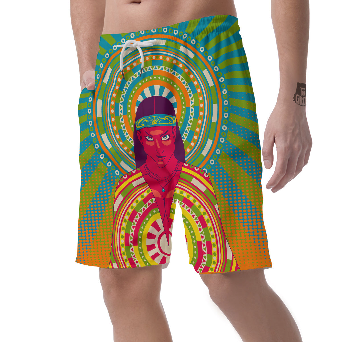 Abstract Psychedelic Women Print Men's Shorts-grizzshop