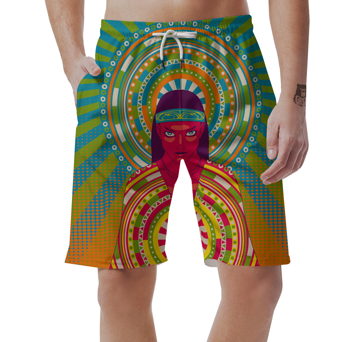 Abstract Psychedelic Women Print Men's Shorts-grizzshop