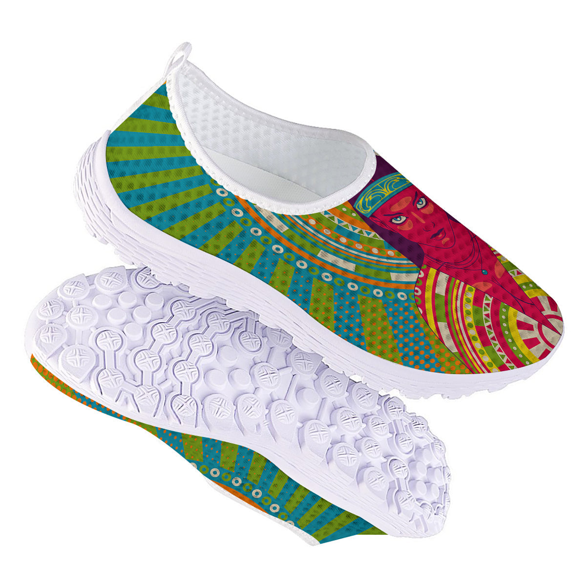 Abstract Psychedelic Women Print Nurse Shoes-grizzshop