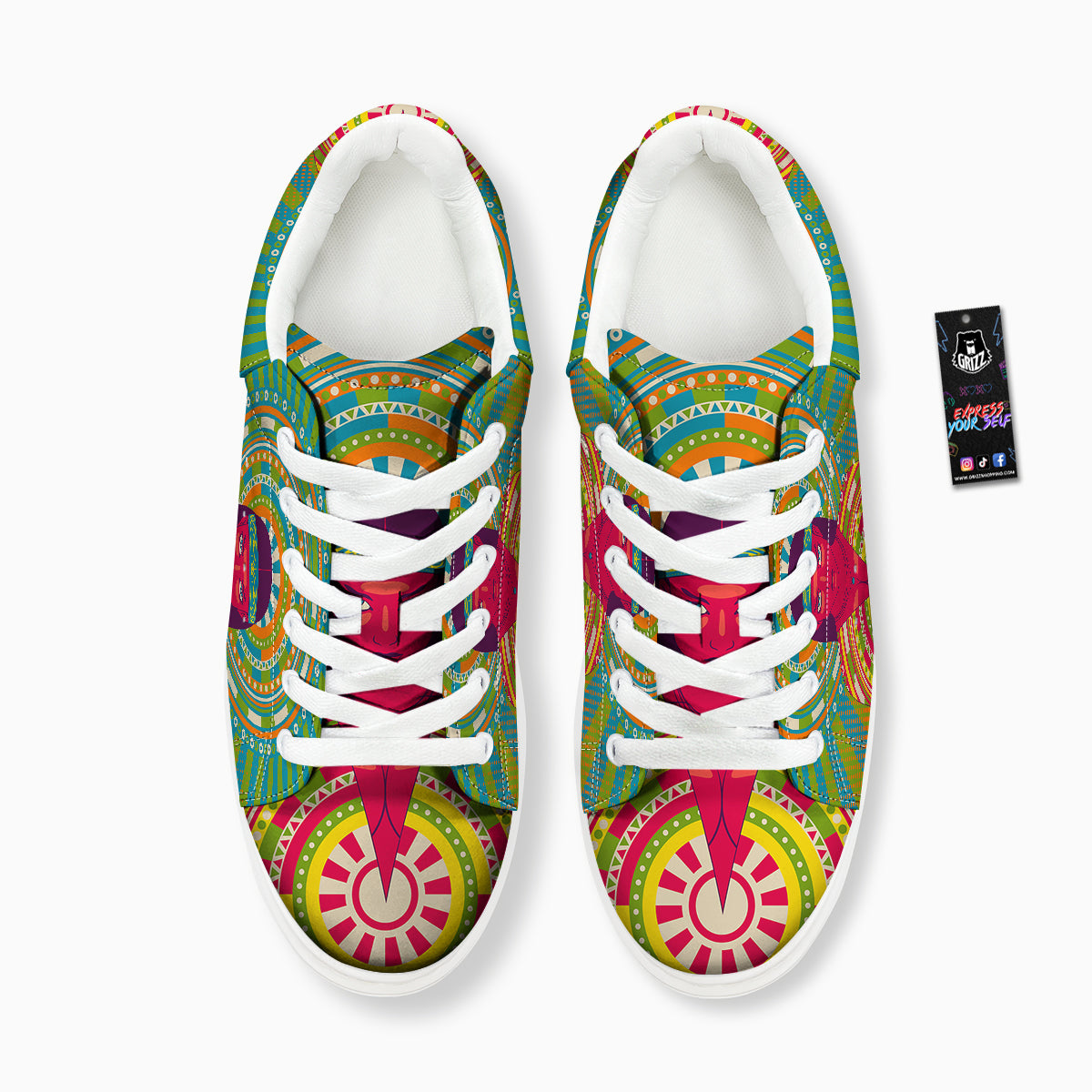 Abstract Psychedelic Women Print Platform Shoes-grizzshop