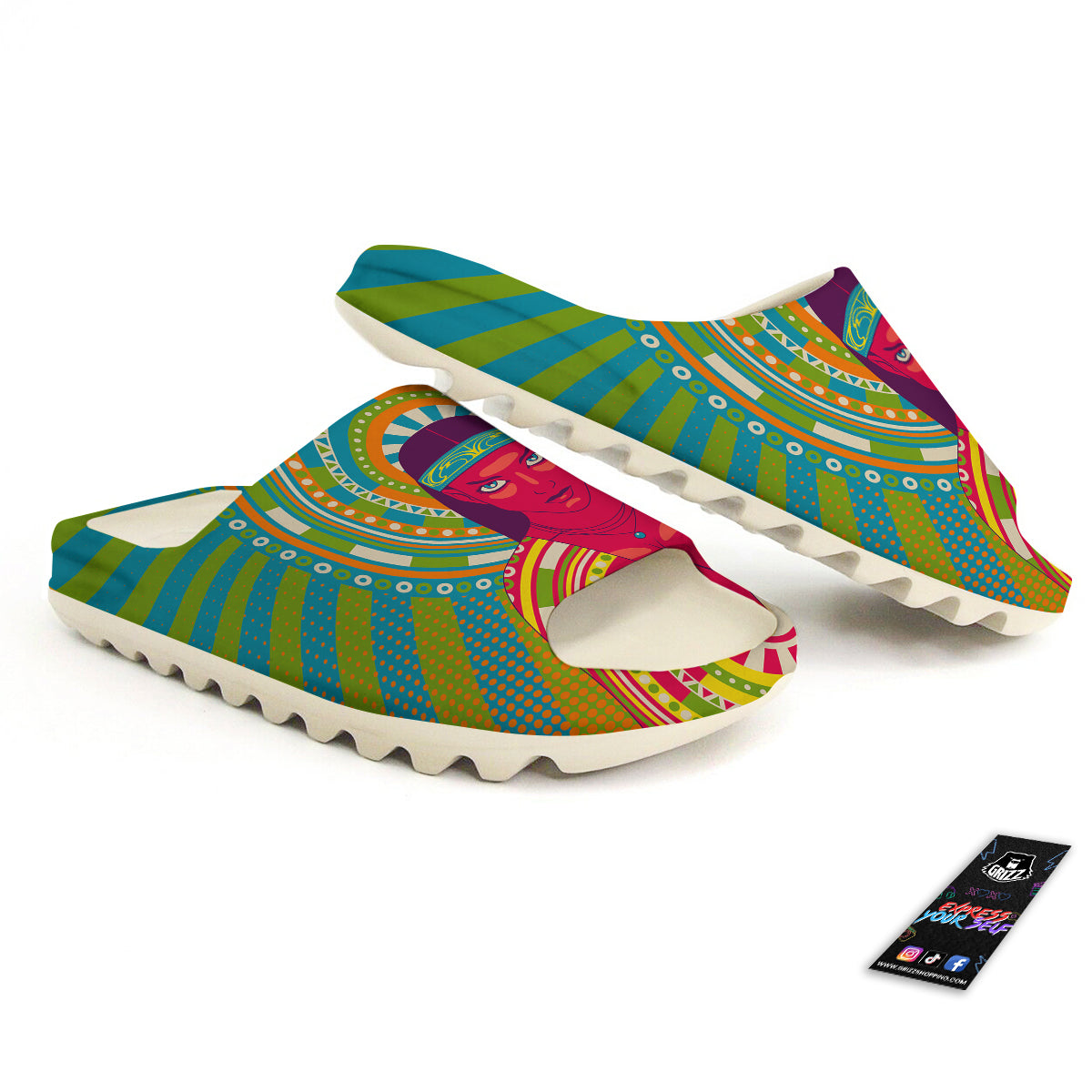 Abstract Psychedelic Women Print Sandals-grizzshop