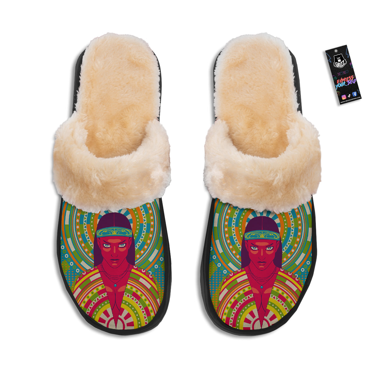 Abstract Psychedelic Women Print Slippers-grizzshop
